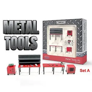 1:64 Garage Set "Metal Tools - Set A" -- American Diorama Ad-2409 1