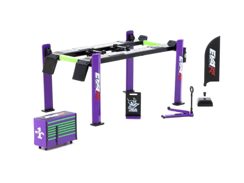 1:64 Garage Tools Set -- Eva Racing - Purple/Green -- Tarmac Works 1