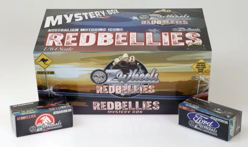 1:64 Holden/Ford Red Bellies Clutch 1 - (36-Pack) Box Or Individual -- Oz Wheels 1