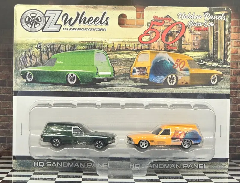 1:64 Holden Hq Sandman Panel Van Twin Set -- 50Th Anniversary -- Oz Wheels 1