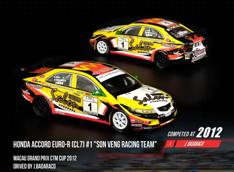 1:64 Honda Accord Euro-R (Cl7) -- #1 2012 Macau Gp -- J. Badaraco  -- Inno64 1