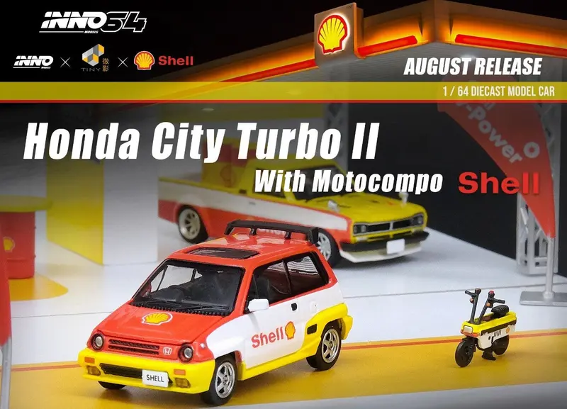 1:64 Honda City Turbo Ii W/Motocompo -- Shell -- Inno64 1