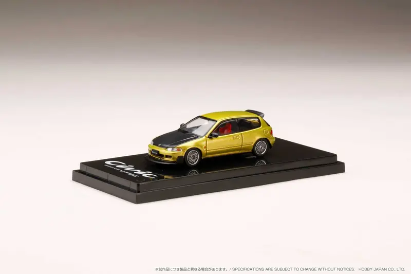 1:64 Honda Civic (Eg6) Jdm Style -- Yellow Metallic -- Hobby Japan 1
