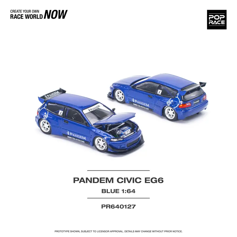 1:64 Honda Civic Eg6 Pandem -- Blue -- Pop Race 1