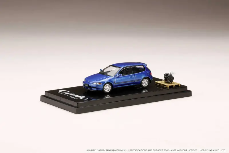 1:64 Honda Civic (Eg6) Sir ⅱ W/Engine Display -- Captiva Blue -- Hobby Japan 1