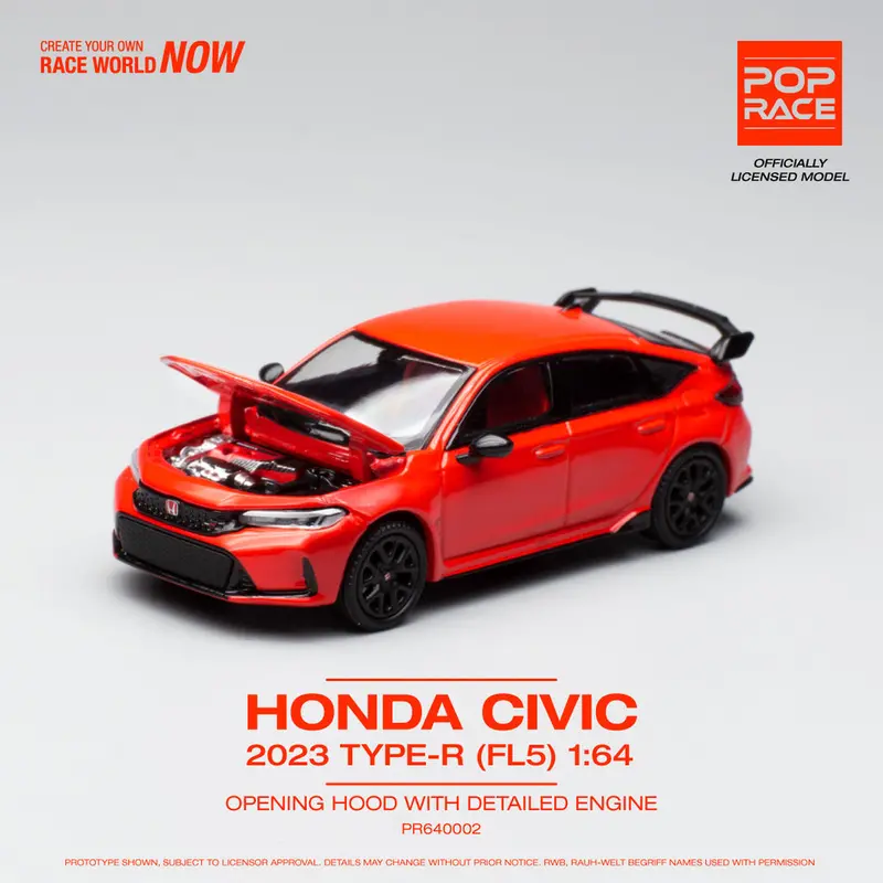 1:64 Honda Civic (Fl5) Type R -- Red -- Pop Race 1