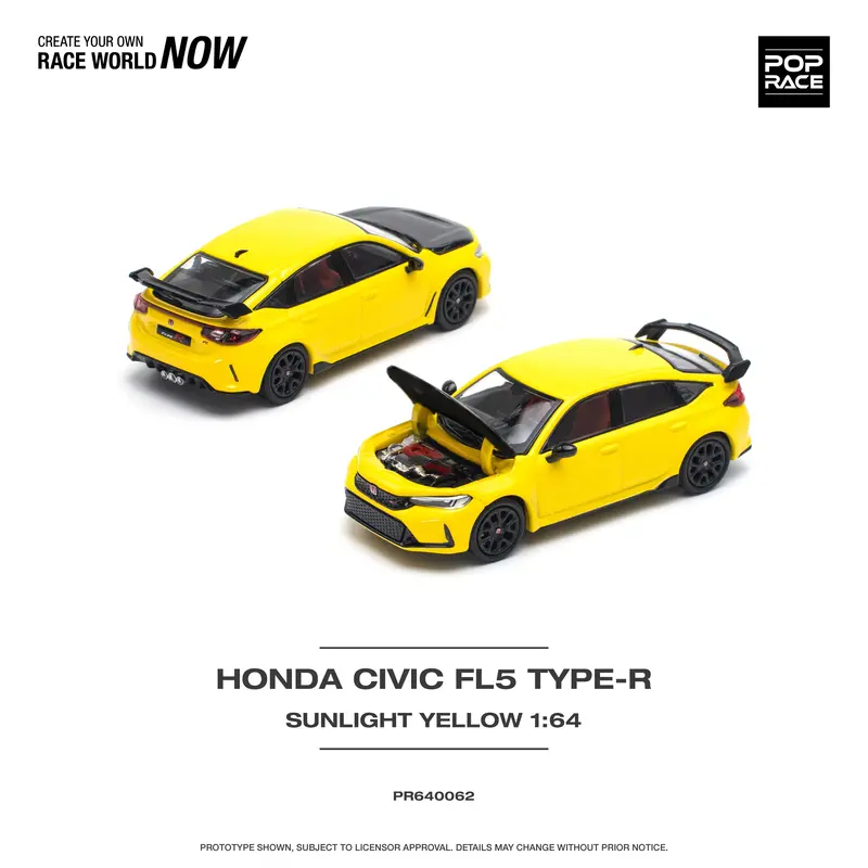 1:64 Honda Civic (Fl5) Type R -- Yellow -- Pop Race 1