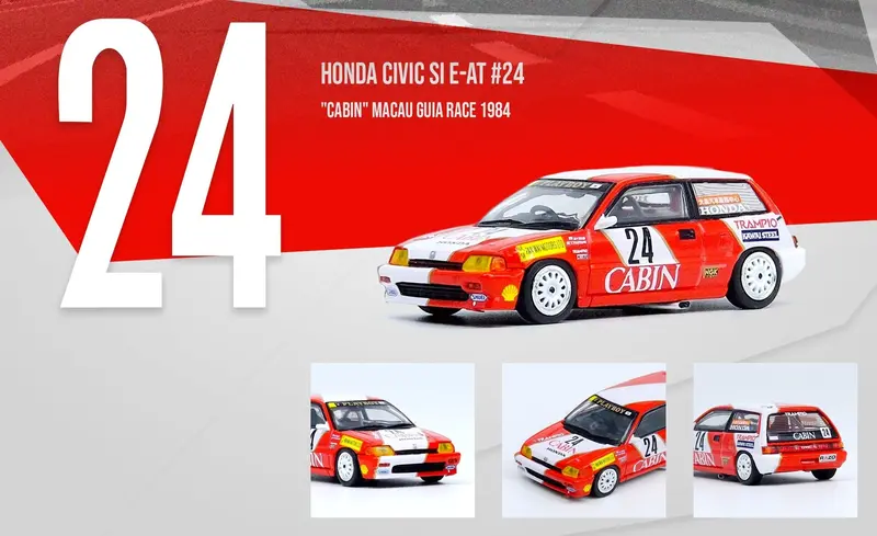 1:64 Honda Civic Si E-At -- #24 Macau Guia Race 1988 2Nd 1600Cc Class -- Inno64 1