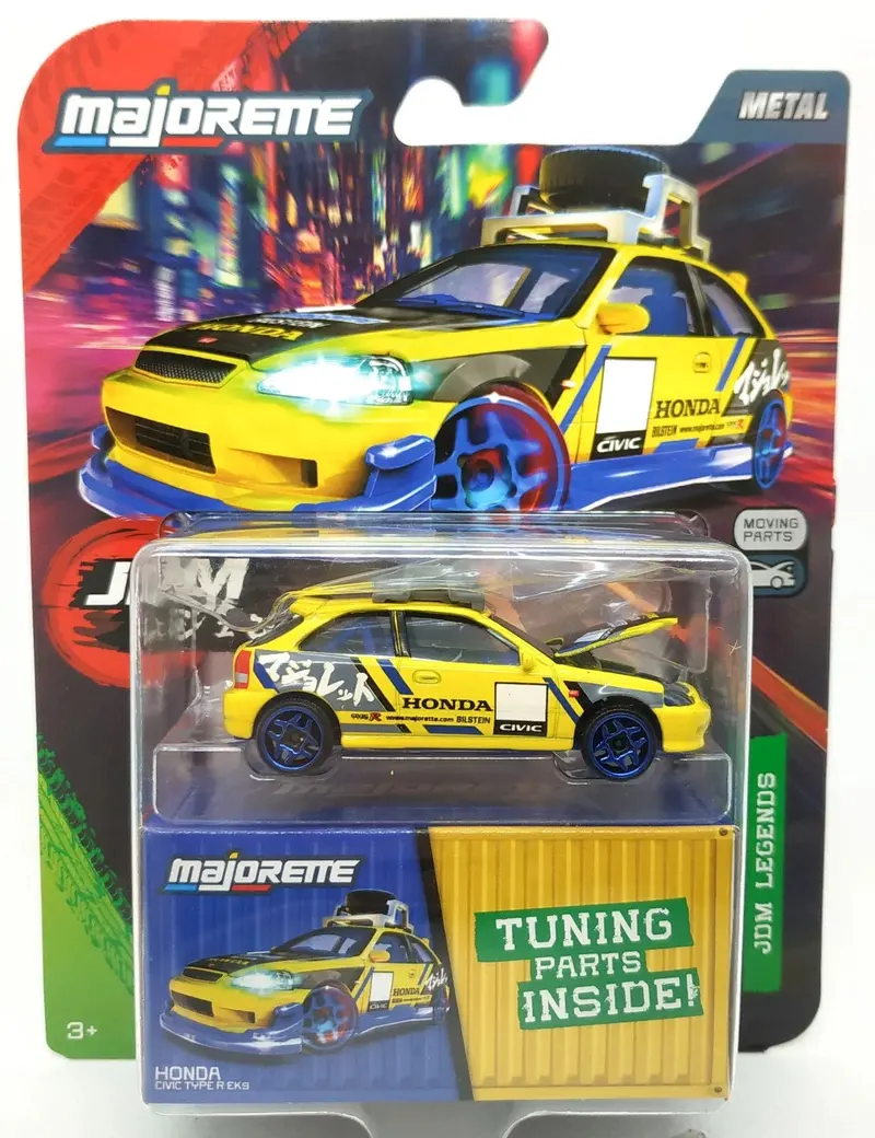 1:64 Honda Civic Type R Ek9 -- Yellow -- Majorette: Jdm Legends Tune Ups 1