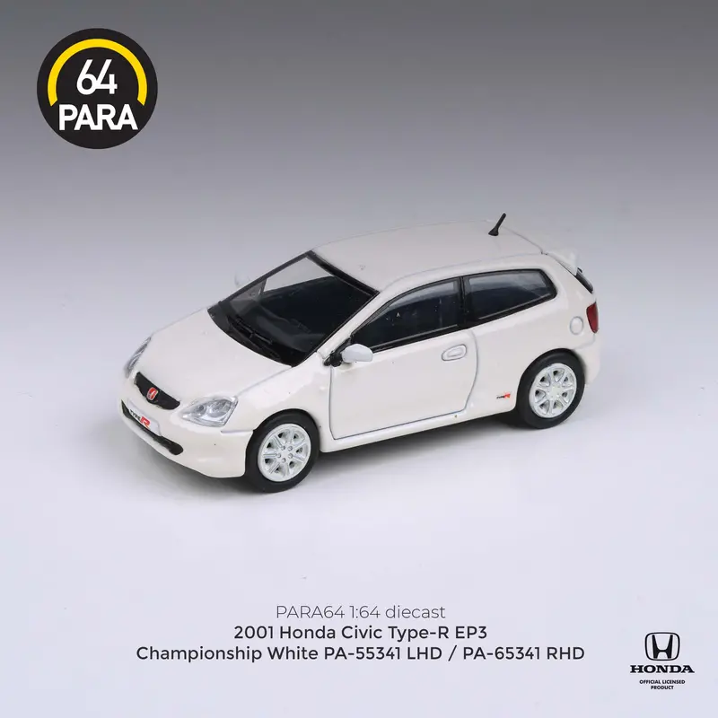 1:64 Honda Civic Type R Ep3 2001 -- Championship White -- Para64 1
