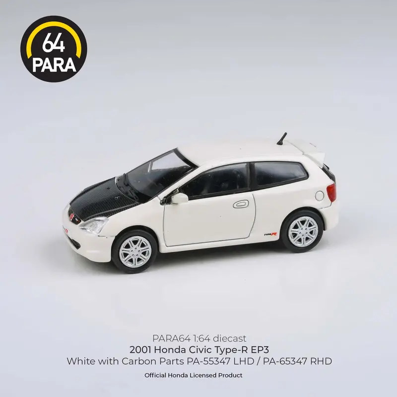 1:64 Honda Civic Type R Ep3 2001 -- White/Carbon Parts -- Para64 1