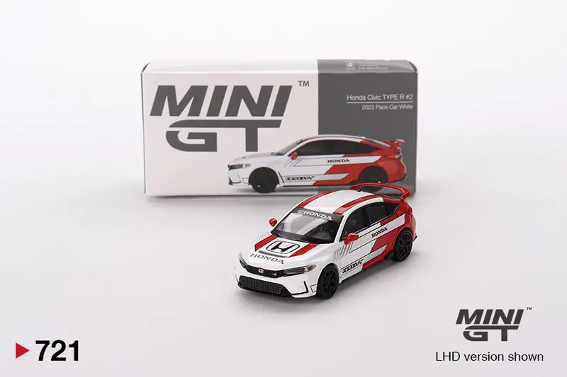 1:64 Honda Civic Type R (Fl5) 2023 -- Pace Car White/Red -- Mini Gt Mgt00721 1