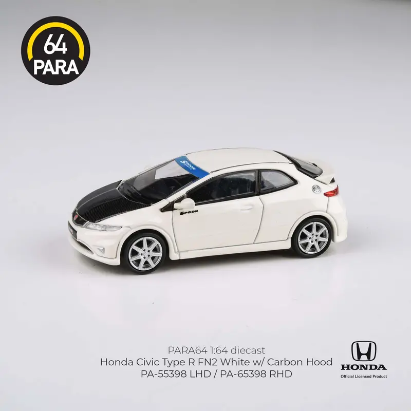 1:64 Honda Civic Type R (Fn2 Euro) -- White W/Carbon Hood -- Para64 1