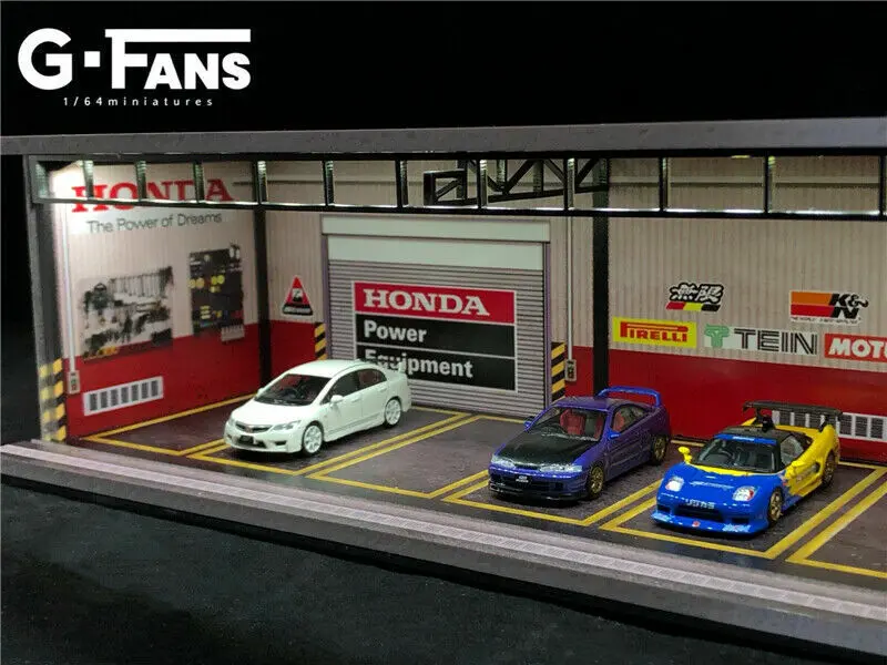 1:64 Honda Garage Diorama Display With Leds -- G-Fans 710009 2