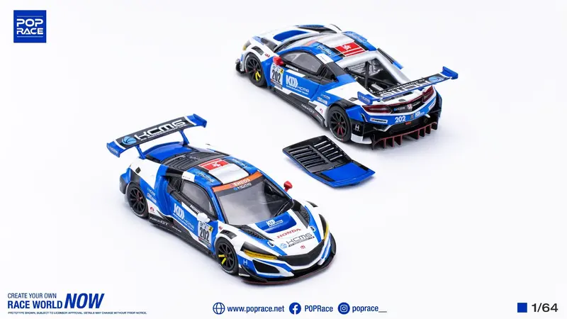 1:64 Honda Nsx Gt3 Evo 2022 -- #202 Kcmg Racing Blue/White -- Pop Race 1