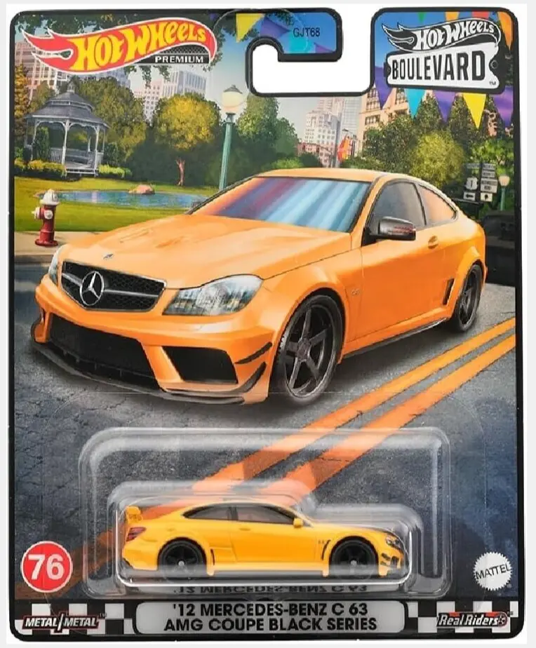 1:64 Hot Wheels -- Premium Boulevard -- 2012 Mercedes-Benz C63 Amg Coupe Black Series Yellow Hkf23 1