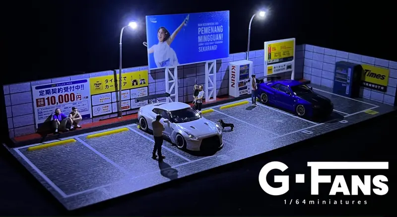1:64 Japanese Car Park Garage Diorama Display With Leds -- G-Fans 710028 1