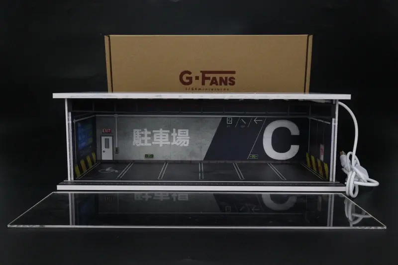 1:64 Japanese Parking Garage Diorama Display With Leds -- G-Fans 710022 1