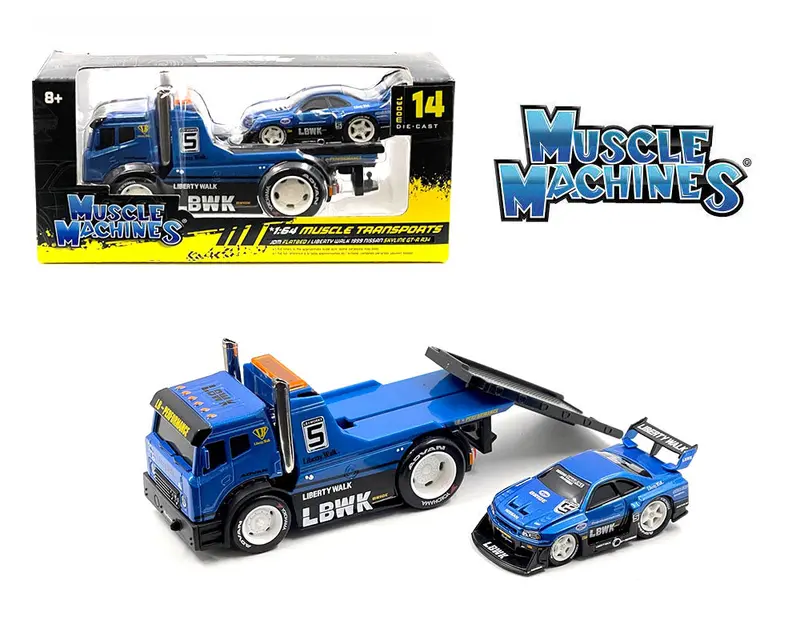1:64 Jdm Flatbed/Nissan Skyline Gt-R R34 Liberty Walk -- Muscle Machines Transports 1