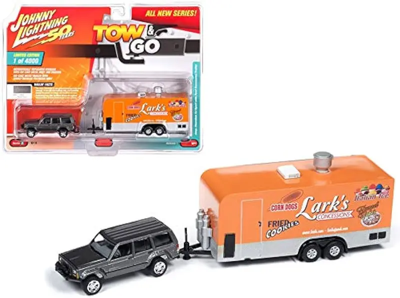 1:64 Jeep Cherokee Xj Sport W/Food Concession Trailer -- Johnny Lightning 1