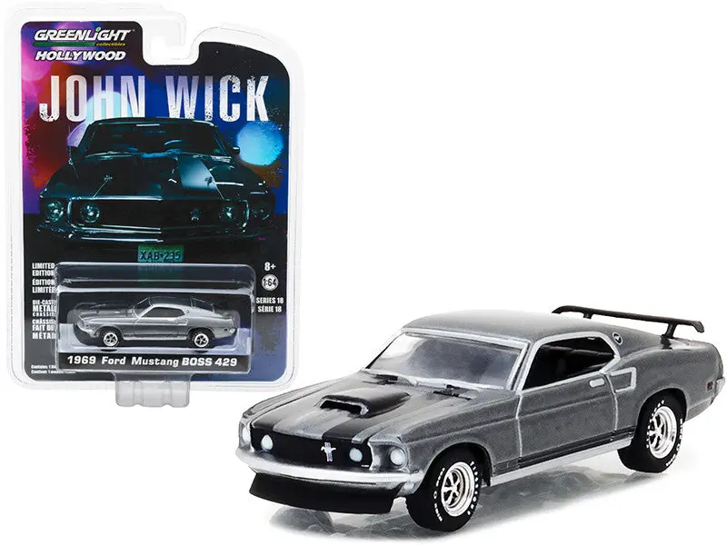 1:64 John Wick -- 1969 Ford Mustang Boss 429 - Grey Metallic -- Greenlight 1