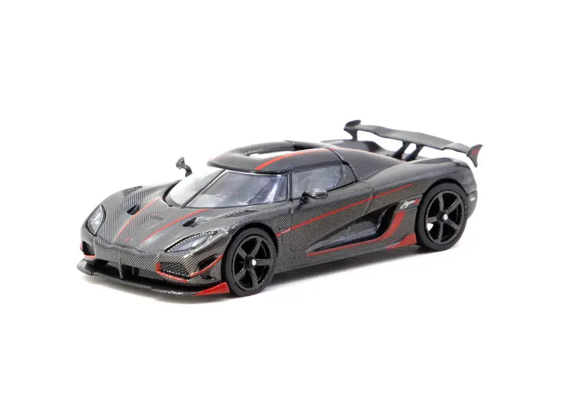 1:64 Koenigsegg Agera Rs -- Black Carbon Fibre / Red Accents -- Tarmac Works 1