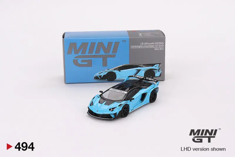 1:64 Lamborghini Aventador Lb-Silhouette Works Gt Evo -- Baby Blue -- Mini Gt 1