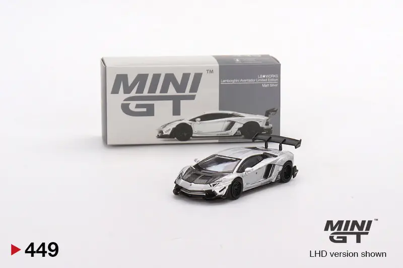 1:64 Lamborghini Aventador Lb-Works -- Limited Edition Matt Silver -- Mini Gt 1