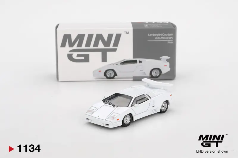 1:64 Lamborghini Countach 25Th Anniversary -- White -- Mini Gt Mgt01134 1