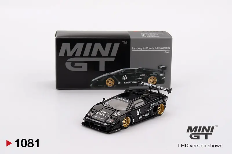 1:64 Lamborghini Countach Lb-Works -- Black -- Mini Gt Mgt01081 1