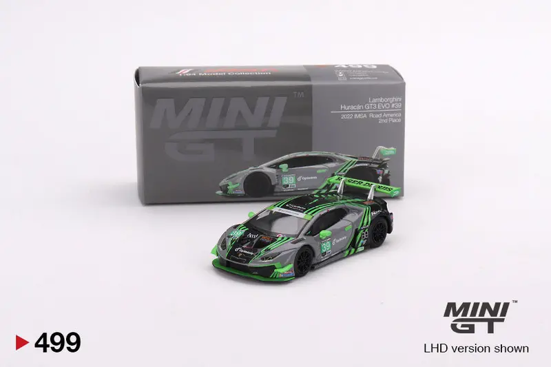 1:64 Lamborghini Huracan Gt3 Evo -- #39 2022 Imsa Road America 2Nd -- Mini Gt 1