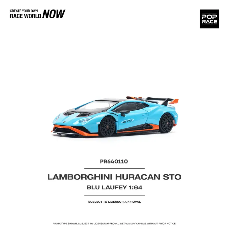 1:64 Lamborghini Huracan Sto -- Blu Laufey (Blue/Orange) -- Pop Race 1