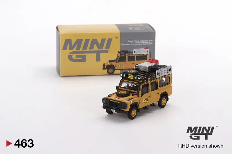 1:64 Land Rover Defender 110 -- 1989 Camel Trophy Amazon Team France -- Mini Gt 1