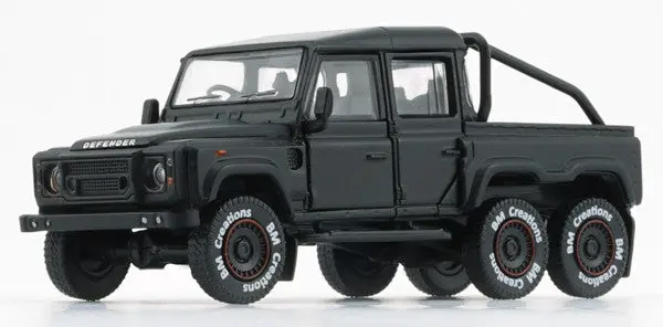 1:64 Land Rover Defender 110 Pickup 6X6 -- Matte Black W/Accessory -- Bm Creations 1