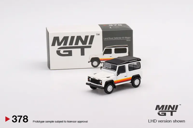 1:64 Land Rover Defender 90 Wagon -- White -- Mini Gt 1