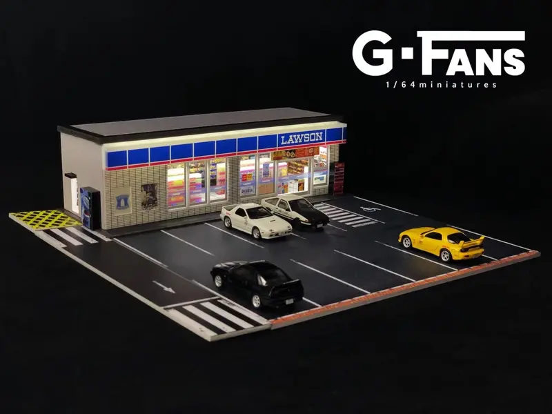 1:64 Lawson Building W/Parking Lot Diorama Display With Leds -- G-Fans 710024 2