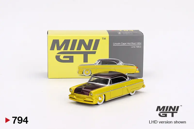 1:64 Lincoln Capri Hot Rod 1954 -- Lime Yellow -- Mini Gt Mgt00794 1