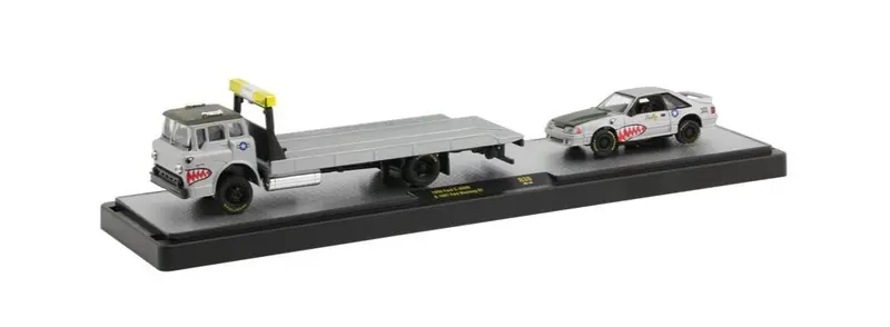1:64 M2 Machines Auto Haulers -- 1990 Ford C-8000 & 1987 Ford Mustang Gt 1