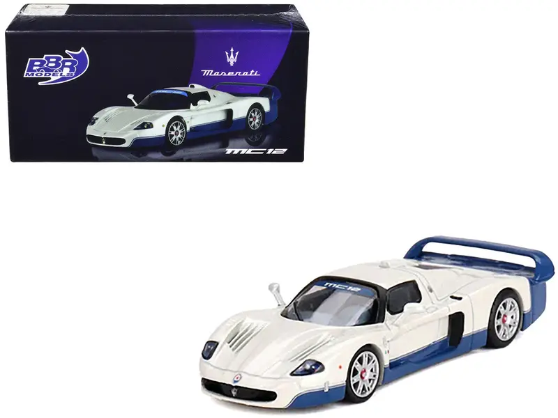 1:64 Maserati Mc12 Stradale -- White W/Blue Stripe -- Bbr 1