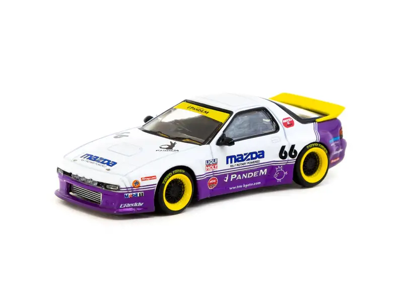 1:64 Mazda Rx-7 Fc3s Pandem -- #66 White / Purple -- Tarmac Works 1