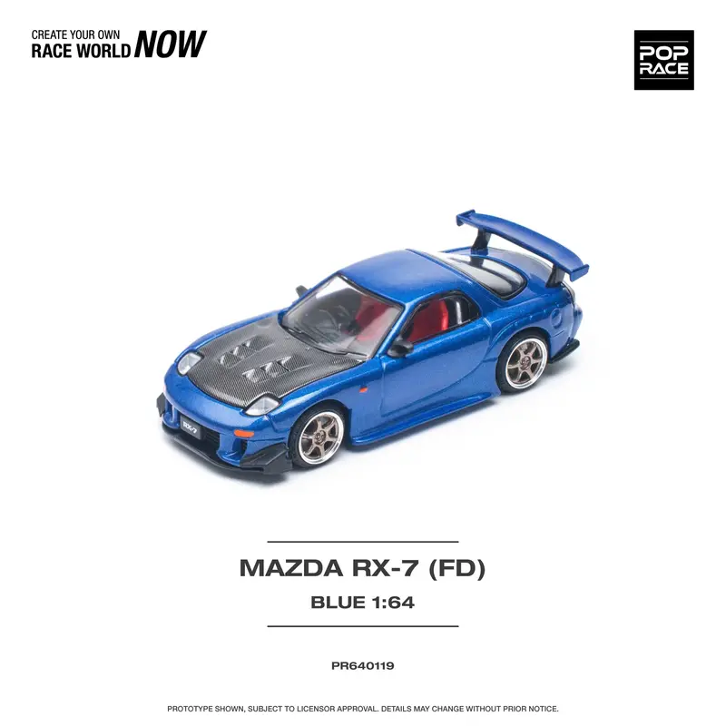 1:64 Mazda Rx-7 (Fd3s) Re-Amemiya Widebody -- Metallic Blue -- Pop Race 1