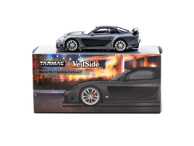1:64 Mazda Rx-7 Veilside Fortune7 -- Grey Metallic / Black -- Tarmac Works 1
