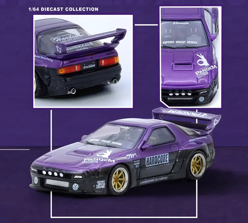 1:64 Mazda Rx7 (Fc3s) "Pandem Aero" Widebody Kit -- Purple -- Inno64 1