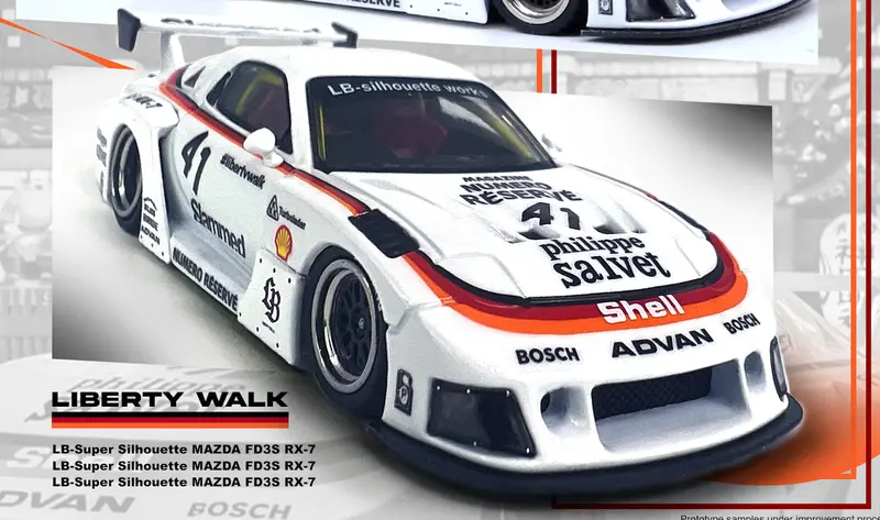 1:64 Mazda Rx7 (Fd3s) Lb-Super Silhouette -- White #41 Slammed -- Inno64 1