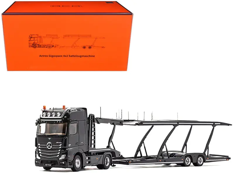 1:64 Mercedes-Benz Actros Amg Auto Transporter Truck -- Black Metallic -- Gcd 1