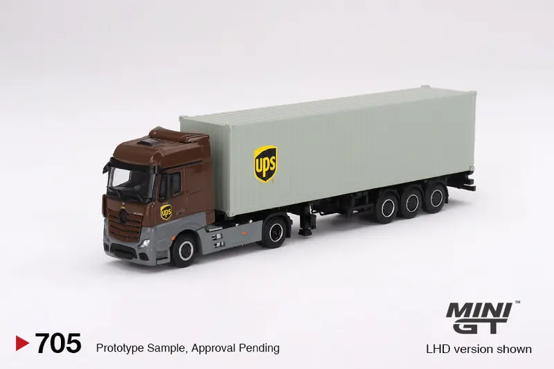 1:64 Mercedes-Benz Actros W/40' Container -- Ups Europe -- Mini Gt Truck 1