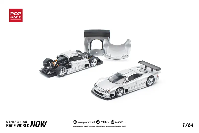 1:64 Mercedes-Benz Amg Clk Gtr -- Silver -- Pop Race 1