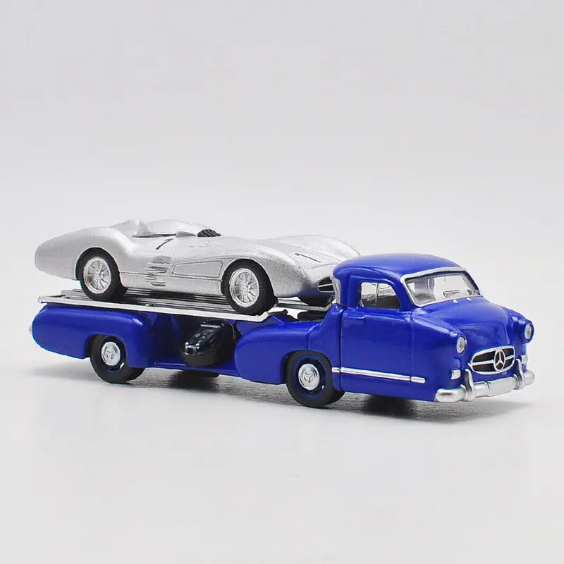 1:64 Mercedes Benz Renntransporter + 1954 W196 -- Blue/Silver -- Norev 1