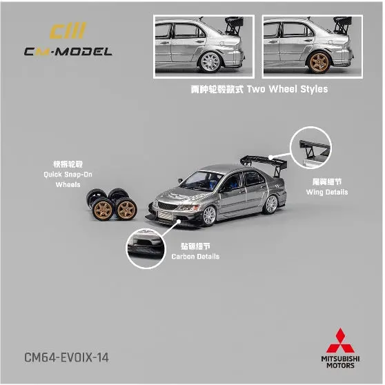 1:64 Misubishi Lancer Evo Ix Widebody -- Silver -- Cm-Model 1