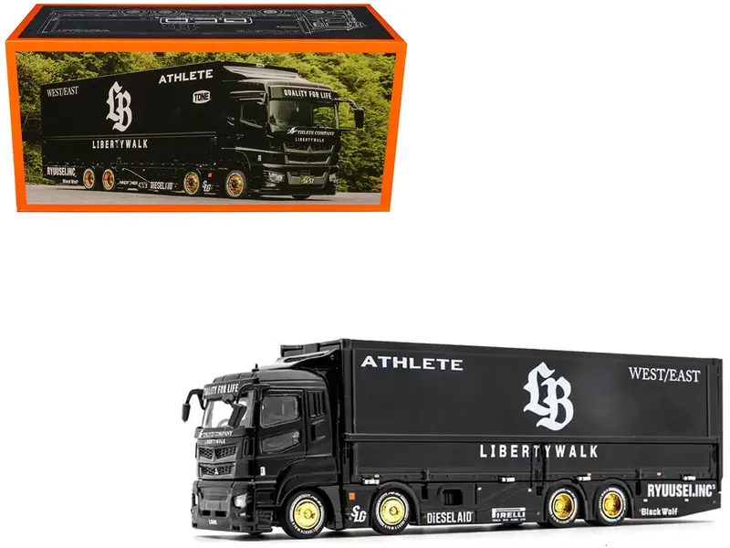 1:64 Mitsubishi Fuso Transporter Truck -- Black "Liberty Walk Lb-Trucks" -- Gcd 1